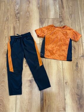 Orange & Gray Athletic Tee and Pants Set